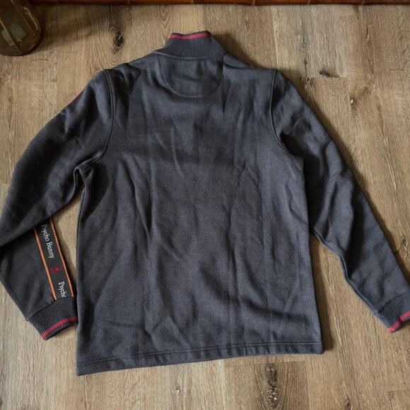 Psycho Bunny Mens Gray Red Quarter Zip Pullover Size M - Picture 3 of 4